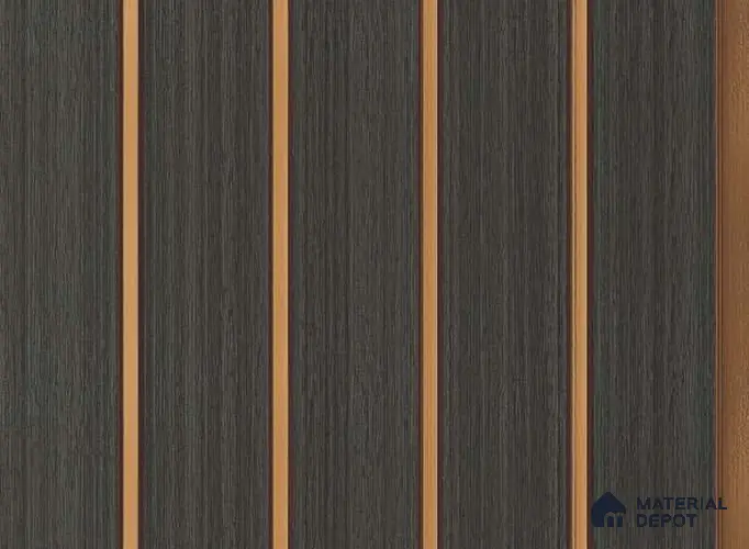 Brown Wooden Louver PN 05633 8 ft x 6 inch Charcoal Panel - 11 mm | Suitable for Feature Wall, TV Unit & Living Room | Width is Subjected to 5% Variation