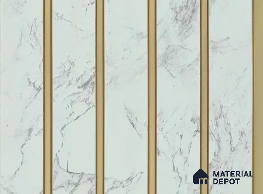 White Marble Louver PN 05634 8 ft x 6 inch Charcoal Panel - 11 mm | Suitable for Feature Wall, TV Unit & Living Room | Width is Subjected to 5% Variation