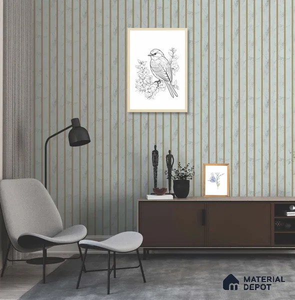 White Marble Louver PN 05634 8 ft x 6 inch Charcoal Panel - 11 mm | Suitable for Feature Wall, TV Unit & Living Room | Width is Subjected to 5% Variation