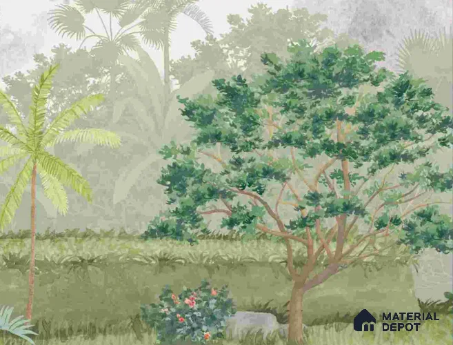 8820 72 03 Riziere | 10 Meter x 21 Inch Non Woven Tropical Look Wallpaper - 57 Sq. Ft.