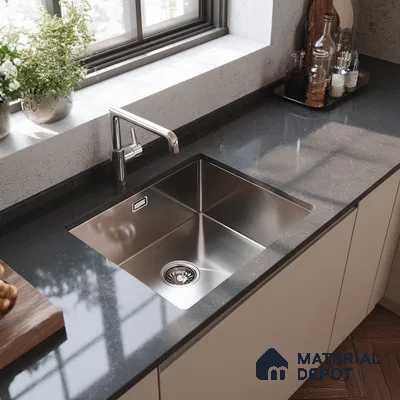 Belina Quartz QR 00017 Noir Astral Regalia Series 11.42 ft x 6.58 ft Quartz - 20 mm | 10 Years Warranty | Suitable for Kitchen, Restaurant, Counter Tops, Dining, Reception, office