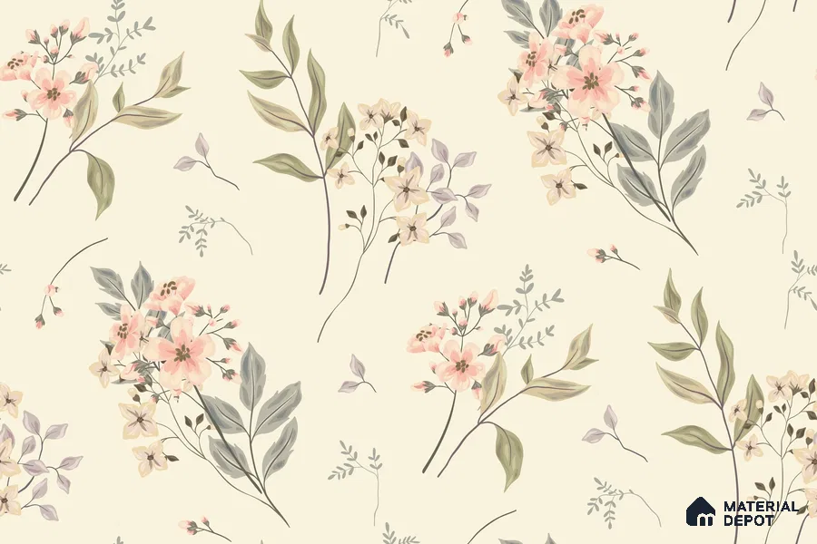 Spring Whisper Blue Hibiscus Bloom Pattern | WP 04133 B Non Woven Matte Finish Florals Style Premium Customized size Wallpaper | 150 GSM WP01MTF Paper | (MOQ = 30 Sq. Ft.)