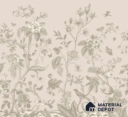 Botanical Manuscript Floral Abstract Nature Art | WP 04005 B Canvas Texture Finish Florals Style luxurious Customized size Wallpaper | 250 GSM WP01CNF Paper | (MOQ = 30 Sq. Ft.)