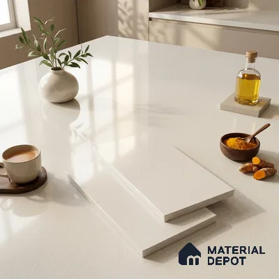 Plain Counter Top Slab TL 12551 B Galaxy Pearl 8 ft x 2.62 ft White Full Body Vitrified Glossy Finish - 15 mm | Suitable For Counter Top, Dining Table Top & Window Frame