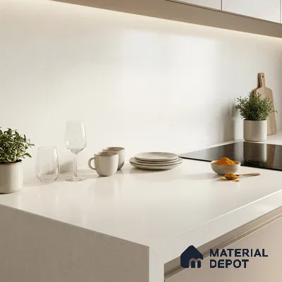 Plain Counter Top Slab TL 12551 Galaxy Pearl 8 ft x 2.62 ft White Full Body Vitrified Matte Finish - 15 mm | Suitable For Counter Top, Dining Table Top & Window Frame