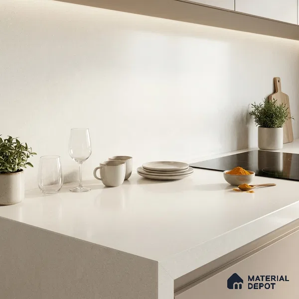 Plain Counter Top Slab TL 12551 Galaxy Pearl 8 ft x 2.62 ft White Full Body Vitrified Matte Finish - 15 mm | Suitable For Counter Top, Dining Table Top & Window Frame