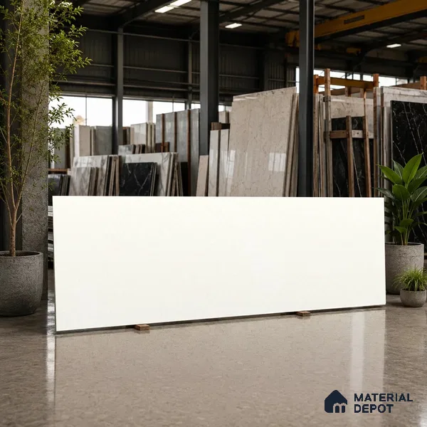 Plain Counter Top Slab TL 12551 Galaxy Pearl 8 ft x 2.62 ft White Full Body Vitrified Matte Finish - 15 mm | Suitable For Counter Top, Dining Table Top & Window Frame