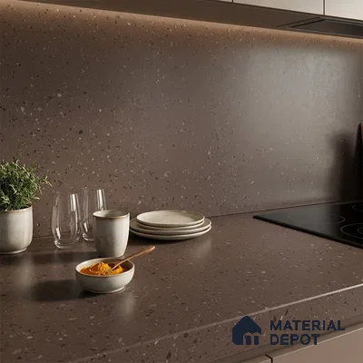 Terrazzo Counter Top Slab TL 12556 B Galaxy Cocoa 8 ft x 2.62 ft Brown Full Body Vitrified Matte Finish - 15 mm | Suitable For Counter Top, Dining Table Top & Window Frame