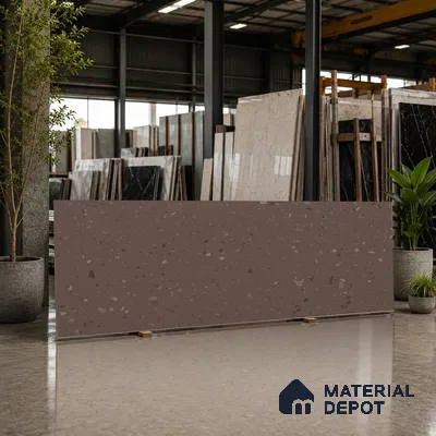 Terrazzo Counter Top Slab TL 12556 B Galaxy Cocoa 8 ft x 2.62 ft Brown Full Body Vitrified Matte Finish - 15 mm | Suitable For Counter Top, Dining Table Top & Window Frame