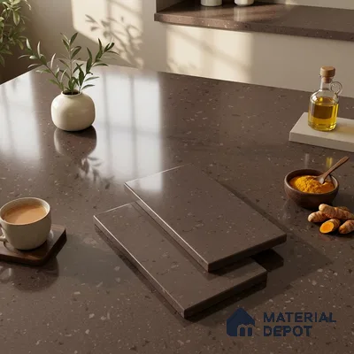 Terrazzo Counter Top Slab TL 12556 Galaxy Cocoa 8 ft x 2.62 ft Brown Full Body Vitrified Glossy Finish - 15 mm | Suitable For Counter Top, Dining Table Top & Window Frame