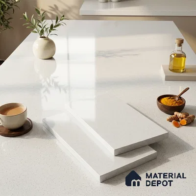Terrazzo Counter Top Slab TL 12655 Galaxy Snow White 8 ft x 2.62 ft Full Body Vitrified Glossy Finish - 15 mm | Suitable For Counter Top, Dining Table Top & Window Frame