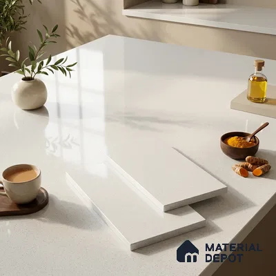 Terrazzo Counter Top Slab TL 12655 Galaxy Snow White 8 ft x 2.62 ft Full Body Vitrified Glossy Finish - 15 mm | Suitable For Counter Top, Dining Table Top & Window Frame