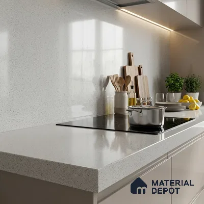 Terrazzo Counter Top Slab TL 12655 Galaxy Snow White 8 ft x 2.62 ft Full Body Vitrified Glossy Finish - 15 mm | Suitable For Counter Top, Dining Table Top & Window Frame
