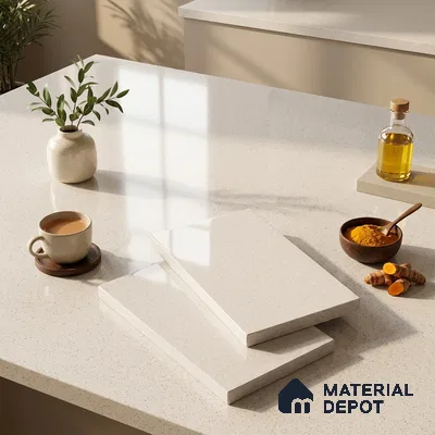 Terrazzo Counter Top Slab TL 12656 Galaxy White 8 ft x 2.62 ft Full Body Vitrified Glossy Finish - 15 mm | Suitable For Counter Top, Dining Table Top & Window Frame