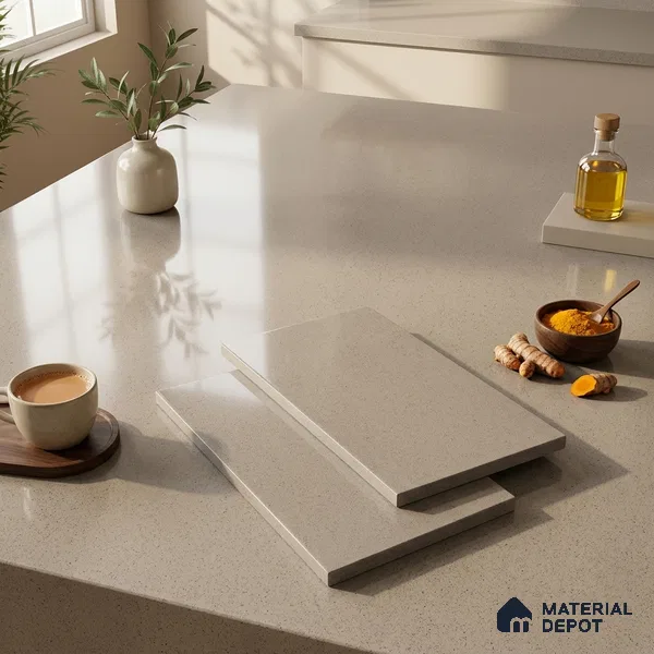 Terrazzo Counter Top Slab TL 12658 Galaxy Bronze 8 ft x 2.62 ft Full Body Vitrified Glossy Finish - 15 mm | Suitable For Counter Top, Dining Table Top & Window Frame
