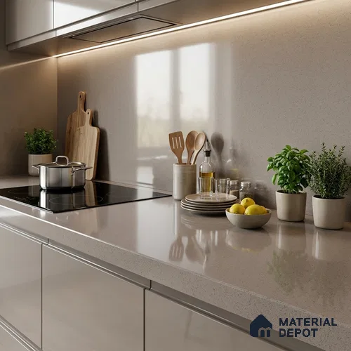 Terrazzo Counter Top Slab TL 12658 Galaxy Bronze 8 ft x 2.62 ft Full Body Vitrified Glossy Finish - 15 mm | Suitable For Counter Top, Dining Table Top & Window Frame