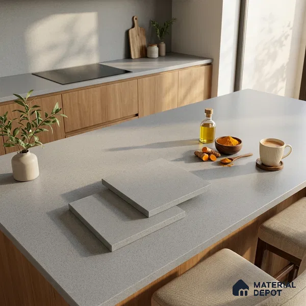Terrazzo Counter Top Slab TL 12659 B Galaxy Steel 8 ft x 2.62 ft Full Body Vitrified Matte Finish - 15 mm | Suitable For Counter Top, Dining Table Top & Window Frame