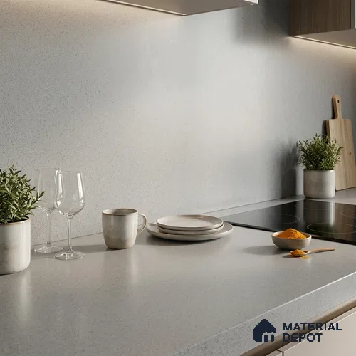 Terrazzo Counter Top Slab TL 12659 B Galaxy Steel 8 ft x 2.62 ft Full Body Vitrified Matte Finish - 15 mm | Suitable For Counter Top, Dining Table Top & Window Frame