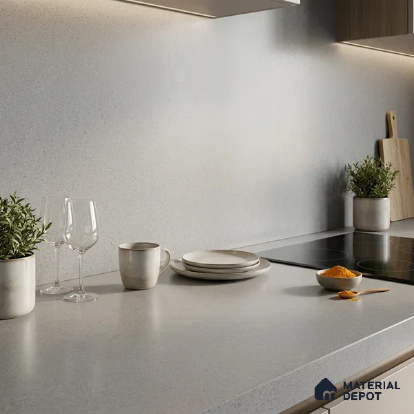 Terrazzo Counter Top Slab TL 12659 B Galaxy Steel 8 ft x 2.62 ft Full Body Vitrified Matte Finish - 15 mm | Suitable For Counter Top, Dining Table Top & Window Frame