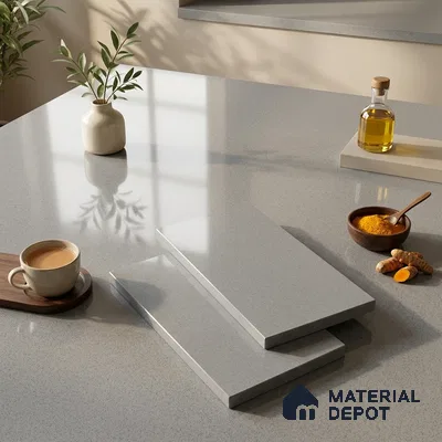 Terrazzo Counter Top Slab TL 12659 Galaxy Steel 8 ft x 2.62 ft Full Body Vitrified Glossy Finish - 15 mm | Suitable For Counter Top, Dining Table Top & Window Frame