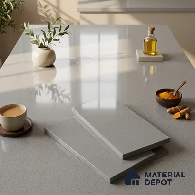 Terrazzo Counter Top Slab TL 12659 Galaxy Steel 8 ft x 2.62 ft Full Body Vitrified Glossy Finish - 15 mm | Suitable For Counter Top, Dining Table Top & Window Frame