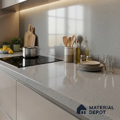 Terrazzo Counter Top Slab TL 12659 Galaxy Steel 8 ft x 2.62 ft Full Body Vitrified Glossy Finish - 15 mm | Suitable For Counter Top, Dining Table Top & Window Frame