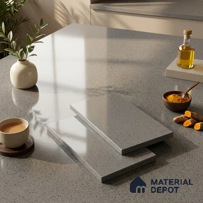 Terrazzo Counter Top Slab TL 12661 Galaxy Grey 8 ft x 2.62 ft Full Body Vitrified Glossy Finish - 15 mm | Suitable For Counter Top, Dining Table Top & Window Frame