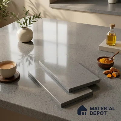 Terrazzo Counter Top Slab TL 12661 Galaxy Grey 8 ft x 2.62 ft Full Body Vitrified Glossy Finish - 15 mm | Suitable For Counter Top, Dining Table Top & Window Frame