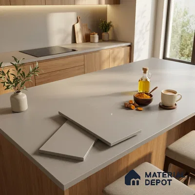Stone Counter Top Slab TL 12651 B Stonex Clay 8 ft x 2.62 ft White Full Body Vitrified Matte Finish - 15 mm | Suitable For Counter Top, Dining Table Top & Window Frame