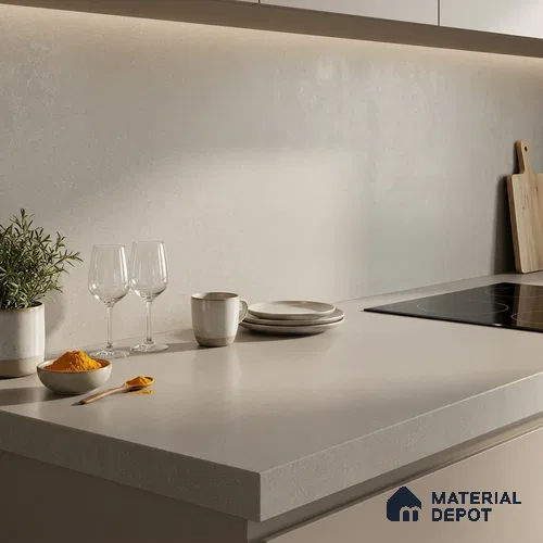Stone Counter Top Slab TL 12651 B Stonex Clay 8 ft x 2.62 ft White Full Body Vitrified Matte Finish - 15 mm | Suitable For Counter Top, Dining Table Top & Window Frame