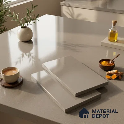 Stone Counter Top Slab TL 12651 Stonex Clay 8 ft x 2.62 ft White Full Body Vitrified Glossy Finish - 15 mm | Suitable For Counter Top, Dining Table Top & Window Frame