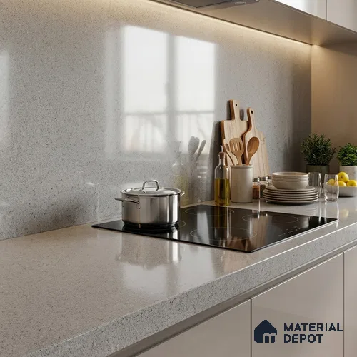 Stone Counter Top Slab TL 12673 Arena Steel 8 ft x 2.62 ft Full Body Vitrified Glossy Finish - 15 mm | Suitable For Counter Top, Dining Table Top & Window Frame