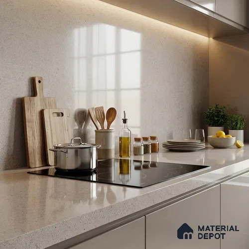 Stone Counter Top Slab TL 12675 Arena Bronze 8 ft x 2.62 ft Full Body Vitrified Glossy Finish - 15 mm | Suitable For Counter Top, Dining Table Top & Window Frame