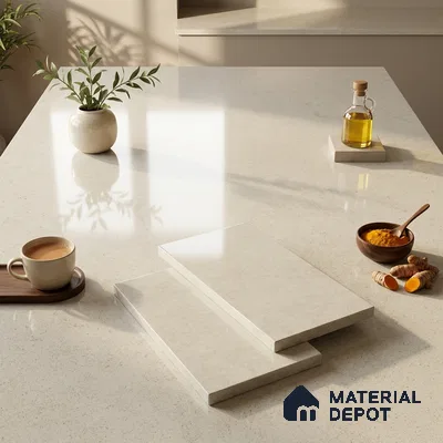 Stone Counter Top Slab TL 12677 Arena Pearl 8 ft x 2.62 ft Full Body Vitrified Glossy Finish - 15 mm | Suitable For Counter Top, Dining Table Top & Window Frame