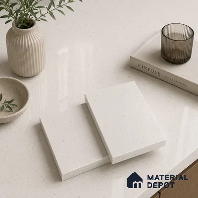 Terrazzo Large Format Slab TL 12216 B Pallazio Pearl 8 ft x 2.62 ft White Full Body Glossy Finish - 15 mm | Suitable for Counter Top, Table Top & Window Frame