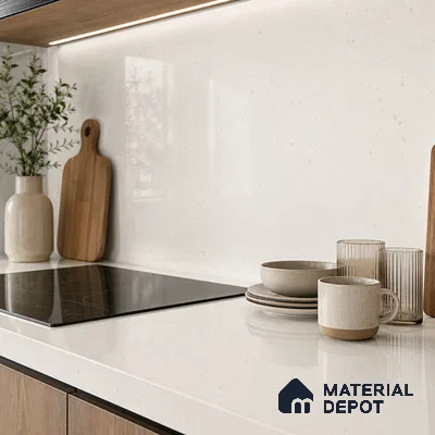 Terrazzo Large Format Slab TL 12216 B Pallazio Pearl 8 ft x 2.62 ft White Full Body Glossy Finish - 15 mm | Suitable for Counter Top, Table Top & Window Frame