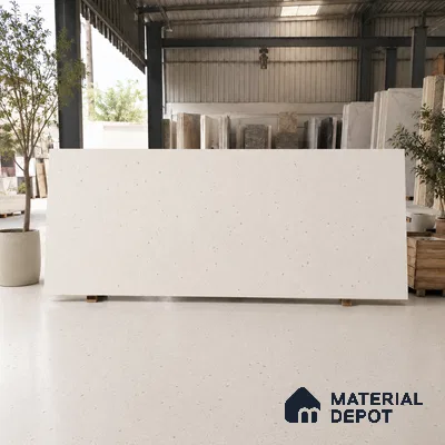 Terrazzo Large Format Slab TL 12216 Pallazio Pearl 8 ft x 2.62 ft White Full Body Matte Finish - 15 mm | Suitable for Counter Top, Table Top & Window Frame