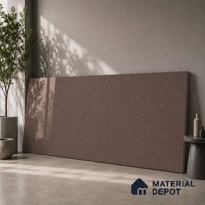 Terrazzo Large Format Slab TL 12553 B Pallazio Cocoa 8 ft x 2.62 ft White Full Body Glossy Finish - 15 mm | Suitable for Counter Top, Table Top & Window Frame