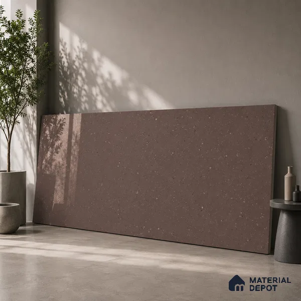 Terrazzo Large Format Slab TL 12553 B Pallazio Cocoa 8 ft x 2.62 ft White Full Body Glossy Finish - 15 mm | Suitable for Counter Top, Table Top & Window Frame