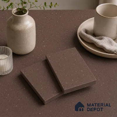 Terrazzo Large Format Slab TL 12553 Pallazio Cocoa 8 ft x 2.62 ft White Full Body Matte Finish - 15 mm | Suitable for Counter Top, Table Top & Window Frame