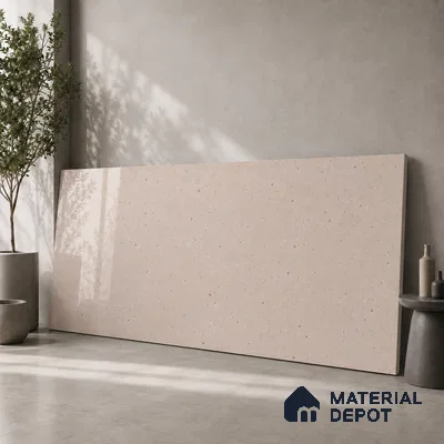 Terrazzo Large Format Slab TL 12665 Pallazio Blossom 8 ft x 2.62 ft White Full Body Glossy Finish - 15 mm | Suitable for Counter Top, Table Top & Window Frame