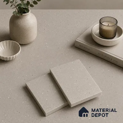 Terrazzo Large Format Slab TL 12666 B Pallazio Bronze 8 ft x 2.62 ft White Full Body Matte Finish - 15 mm | Suitable for Counter Top, Table Top & Window Frame
