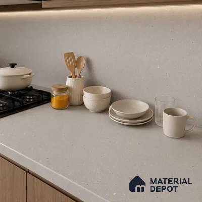 Terrazzo Large Format Slab TL 12666 B Pallazio Bronze 8 ft x 2.62 ft White Full Body Matte Finish - 15 mm | Suitable for Counter Top, Table Top & Window Frame