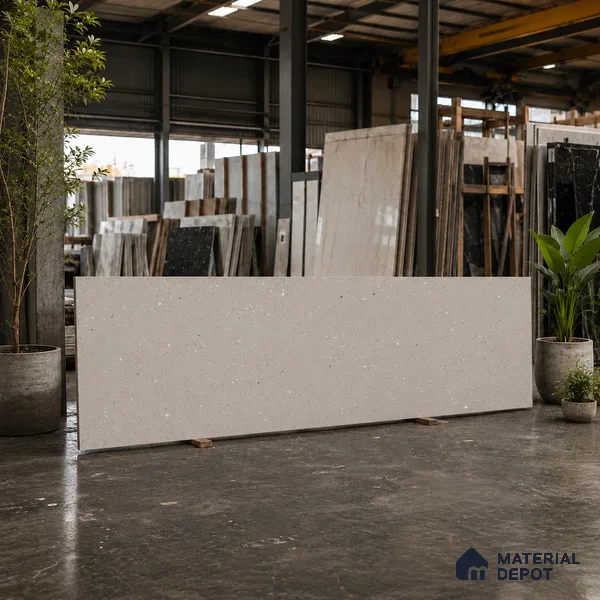 Terrazzo Large Format Slab TL 12666 B Pallazio Bronze 8 ft x 2.62 ft White Full Body Matte Finish - 15 mm | Suitable for Counter Top, Table Top & Window Frame