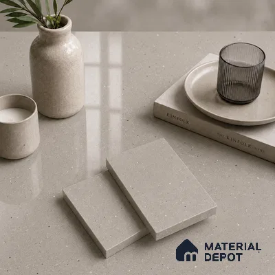 Terrazzo Large Format Slab TL 12666 Pallazio Bronze 8 ft x 2.62 ft White Full Body Glossy Finish - 15 mm | Suitable for Counter Top, Table Top & Window Frame