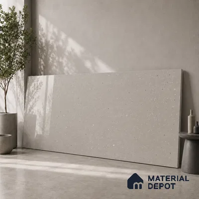 Terrazzo Large Format Slab TL 12666 Pallazio Bronze 8 ft x 2.62 ft White Full Body Glossy Finish - 15 mm | Suitable for Counter Top, Table Top & Window Frame