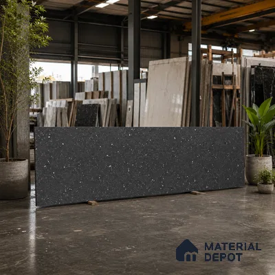Terrazzo Large Format Slab TL 12668 B Pallazio Graphite 8 ft x 2.62 ft White Full Body Matte Finish - 15 mm | Suitable for Counter Top, Table Top & Window Frame