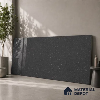 Terrazzo Large Format Slab TL 12668 Pallazio Graphite 8 ft x 2.62 ft White Full Body Glossy Finish - 15 mm | Suitable for Counter Top, Table Top & Window Frame