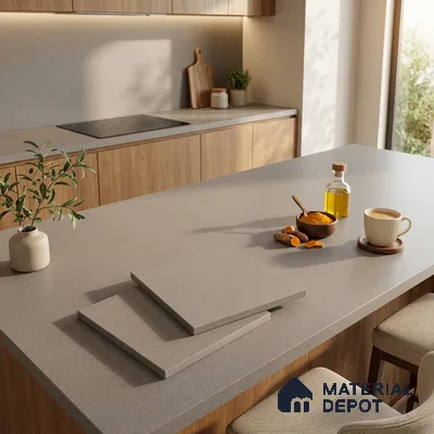 Stone Counter Top Slab TL 12652 B Stonex Earth 8 ft x 2.62 ft White Full Body Vitrified Matte Finish - 15 mm | Suitable For Counter Top, Dining Table Top & Window Frame
