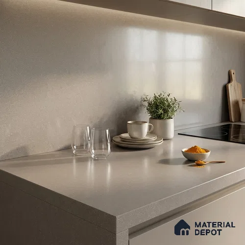 Stone Counter Top Slab TL 12652 B Stonex Earth 8 ft x 2.62 ft White Full Body Vitrified Matte Finish - 15 mm | Suitable For Counter Top, Dining Table Top & Window Frame